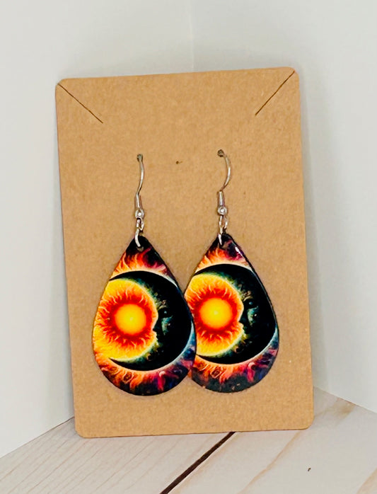Cosmic Moon and Sun Teardrop Earrings